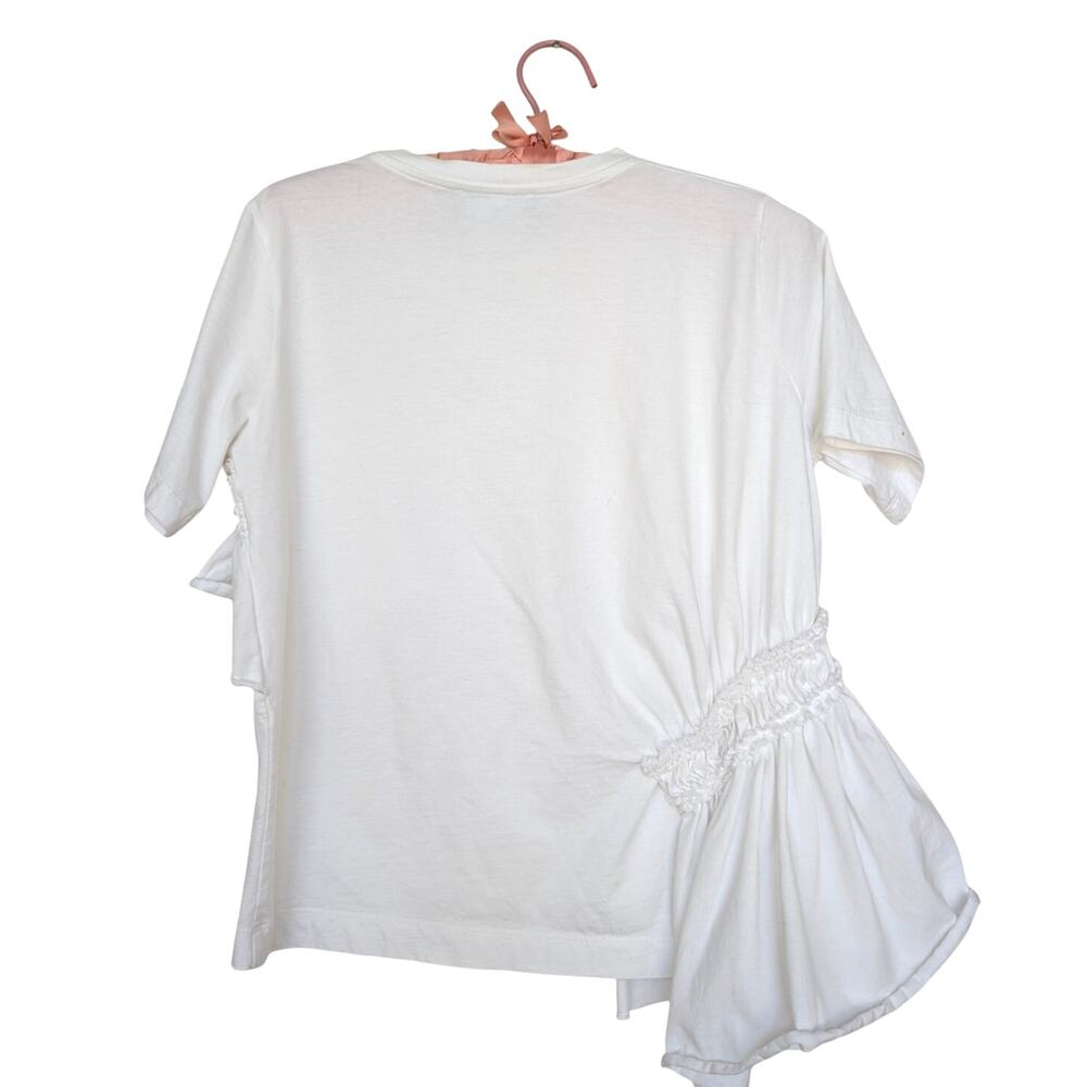 Simone Rocha Ruffle Asymmetrical White T-Shirt - Picture 2 of 8